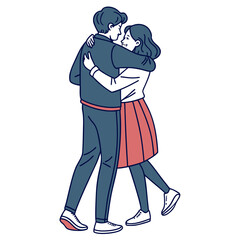 Couple embracing with affection and joy hugging love