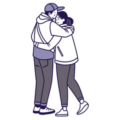 Loving embrace couple affection hug love