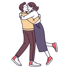 Couple embracing with affection and joy embrace