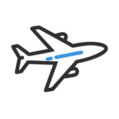 Sleek jetliner with blue accents soaring through the sky airplane aircraft