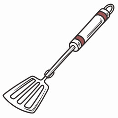 Grilling spatula with maroon accents on white background kitchen utensil cooking tool