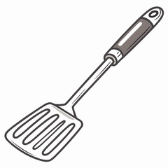 Kitchen Spatula With Slotted Head and Grey Handle kitchen utensil cooking tool