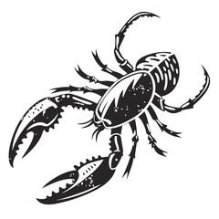 Black scorpion clawed creature stylized ink vector