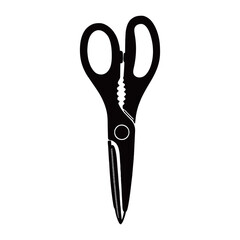 Silhouette image of scissors on white background