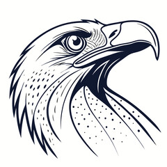 Majestic eagle head detailed illustration dark shading bird profile
