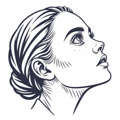 Elegant woman profile detailed line art beauty fashion