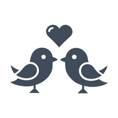 Two lovebirds with heart romance affection