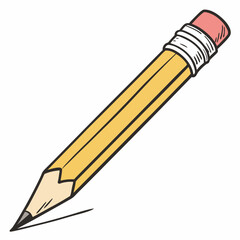 Yellow pencil drawing a line with pink eraser writing stationery