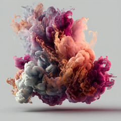 Cotton Candy Burst: Soft Multicolor Ink Cloud Suspended in Air
