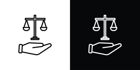 Justice scales in Hand icon graphic element Illustration template design