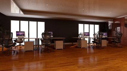 blank wall in office room for company logo mockup