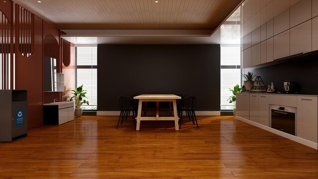 office pantry area 3d render interior design