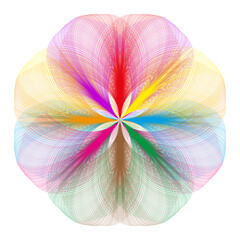 Rainbow flower icon. Vivid petal wheel. Spectral bloom Vector. Bright chromatic harmony.