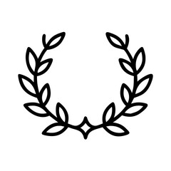 Laurel Wreath Emblem: A graceful laurel wreath design, rendered in a minimalist black and white style, symbolizes victory, honor, and achievement.