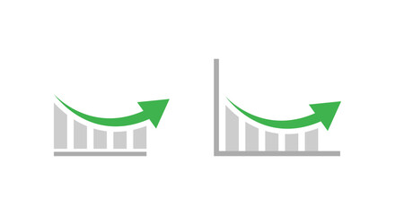 Rebound growth icon after decline. Bounce back bar chart with green upward arrow symbol