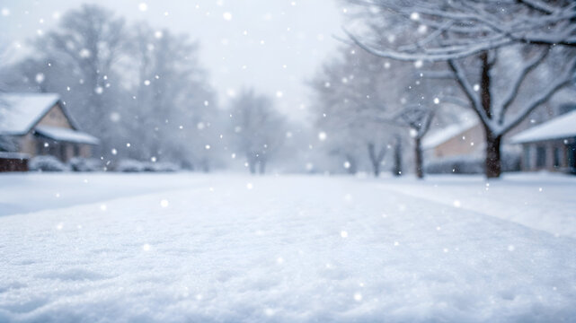 Snowy Suburban Street Winter Wonderland