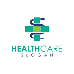 health vector design logo with cross and snake element