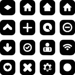 25 Flat Vector UI Icons in Black and White – Essential Web and App Interface Symbols