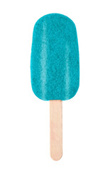 Yummy light blue ice cream on white background