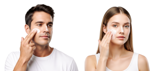 Caucasian man and woman Applying sunscreen