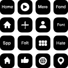 Flat UI Icon Set – 25 Minimalist Black and White Vector Icons for Web and Mobile Interfaces