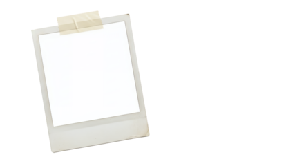 Vintage blank polaroid photo frame, isolated on white background. This image features a retro aesthetic with a blank space suitable for adding your own content