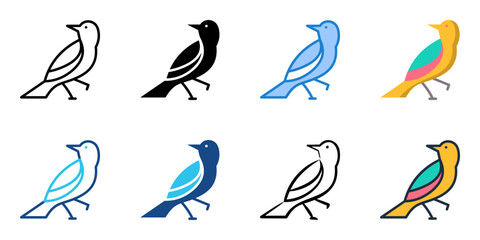 Bird icon set multiple style collection 
