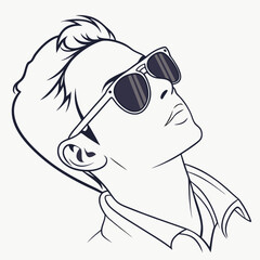 Man wearing sunglasses looking up fashion style