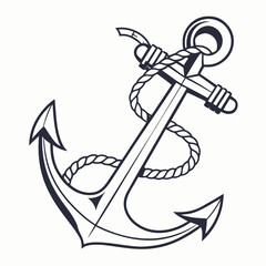 Fototapeta premium Nautical anchor with rope maritime ocean