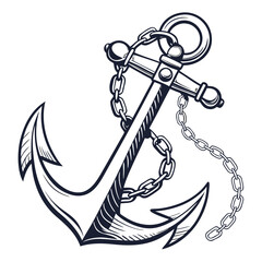 Nautical Anchor with Chain maritime ocean