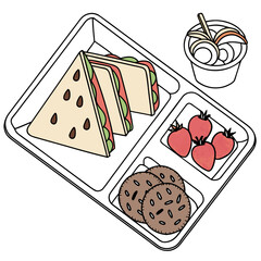 Sandwiches strawberries cookies fruit salad tray