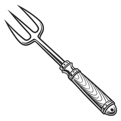 Black and white illustration of a grill fork barbecue