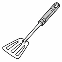 Silver grilling spatula with slotted head kitchen utensil