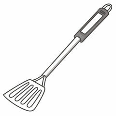 Metal grilling spatula with slotted head barbecue tool