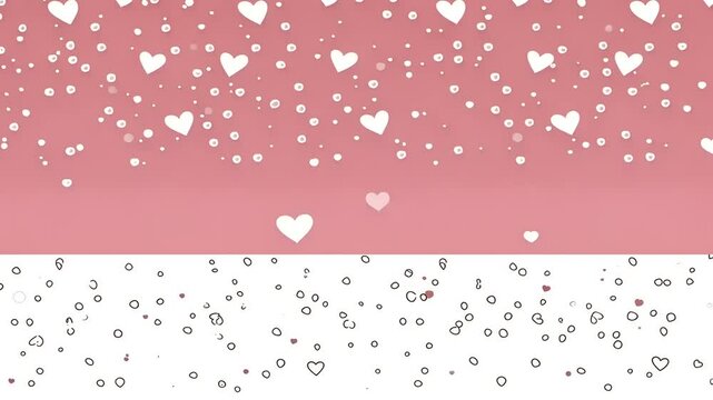 Hearts and circles pattern on a light pink background with a matching outline pattern