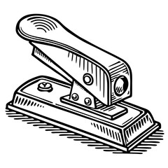 Vintage black ink stamp hole punch office supply stationery