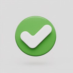 Green circle with white checkmark, isolated light gray background, clean, modern, approval, confirmation, success, verified, icon, simple, minimalist design