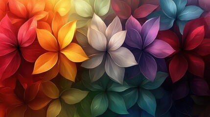 Obraz premium Colorful floral design with layered petals in a rainbow of hues.