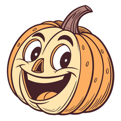 Cheerful orange pumpkin with a wide grin halloween