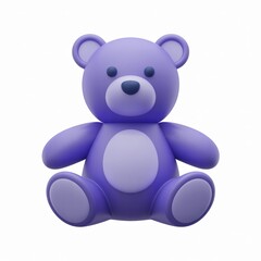3D purple teddy bear on white background, radiating warmth, softness, comfort, gift, children�s toy, cuddly, cute, friendly, childhood, plush, care, happiness, adorable, cozy.