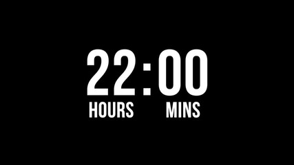 Animated 24 Hour Countdown Timer Digital Clock or Deadline Display on Black Background - Powered by Adobe