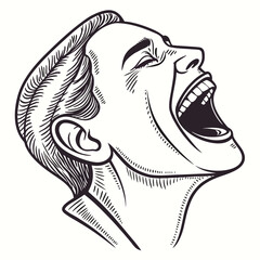 Expressive human mouth open wide vintage stipple vector