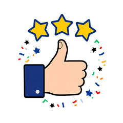 Three Stars, Thumbs Up Celebrating Excellent Feedback and Reviews