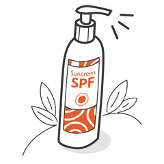 Sunscreen bottle with orange pattern dispenser pump