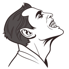 Vampire head with sharp teeth monster gothic