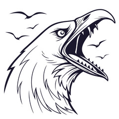 Fierce Eagle Head With Open Beak bird animal
