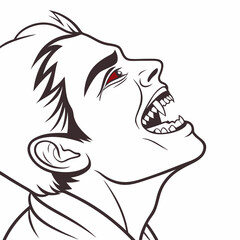 Fanged creature with red eyes vampire monster