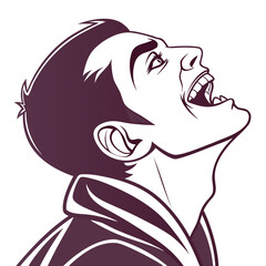 Man screaming with fangs vampire horror