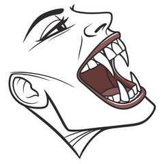 Fanged mouth open wide vampire fangs