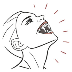 Vampire fangs bared in a scream teeth mouth